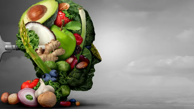  diet and mental function concept as a psychiatric or psychiatry symbol of the effects on the brain and mood