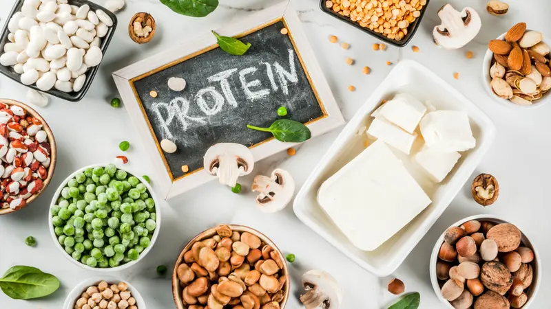 vegan protein sources: Tofu, beans, lentils, nuts, spinach and seeds