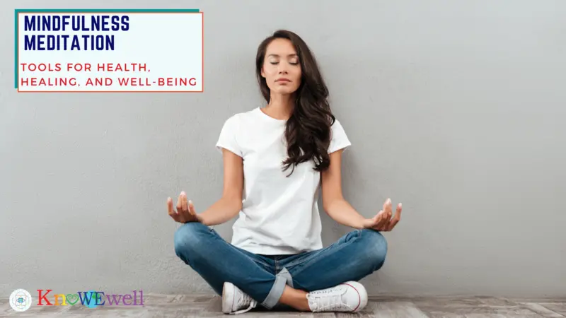 woman sitting and meditating isolated over gray background