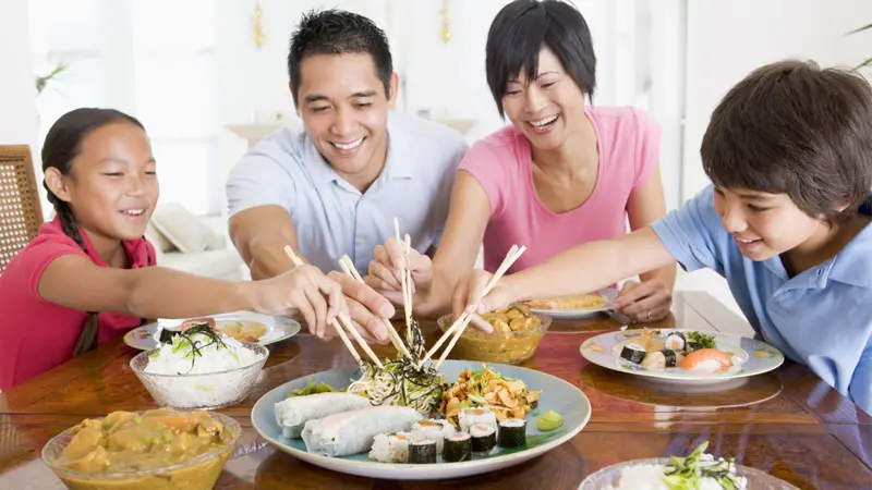 Family enjoying meal,mealtime together