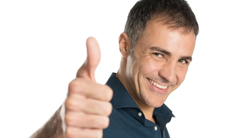 Satisfied Positive Man Gesturing Ok Sign Isolated On White Background