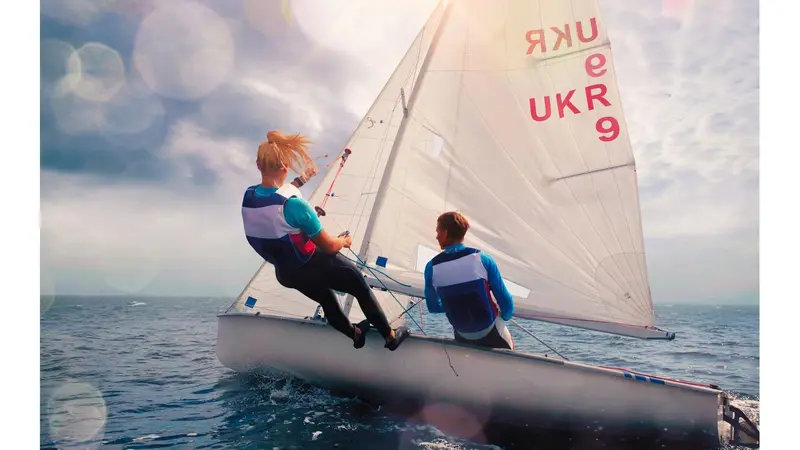 Man and woman sailing