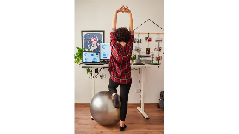 Woman with yoga ball