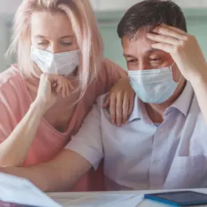 Couple worried and upset about money problem during the pandemic coronavirus
