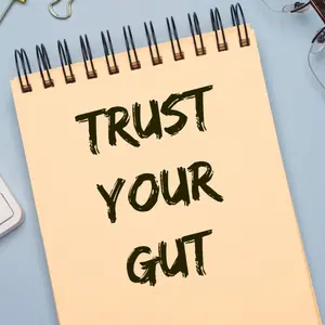 Trust your gut inscription. Follow instincts concept.