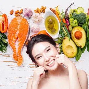 Healthy food equals healthy skin concept