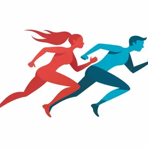 vector artwork of a running couple in dynamic movement.  vector artwork of a running couple in dynamic movement.
