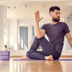 Man in a yoga pose Man in a yoga pose