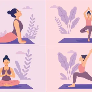 vector image of different types of yoga in practice vector image of different types of yoga in practice