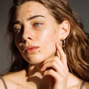 Woman with acne Woman with acne